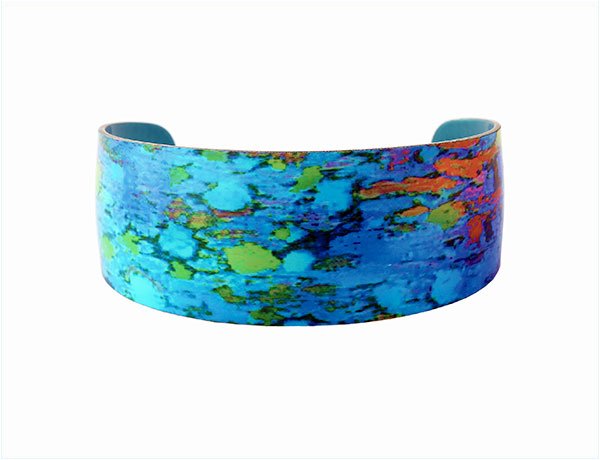Water Lily Blue Aluminium Bangle