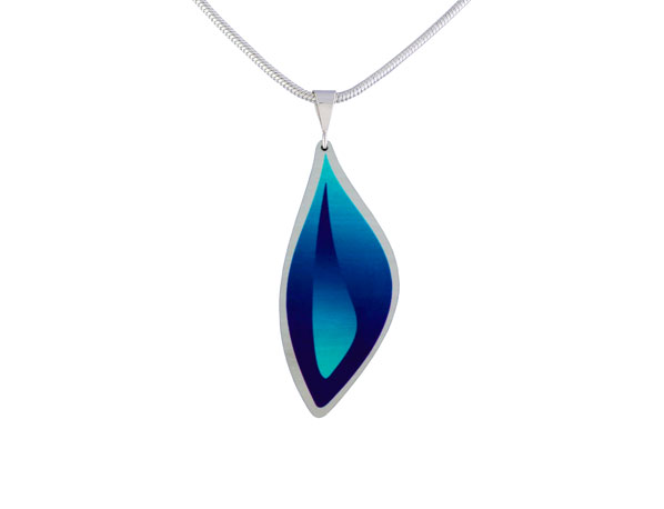 Leaf-Silver-Pendant Ocean Blue pendant