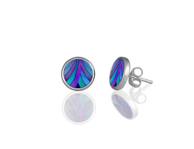 Ribbon Blue Stud Earrings