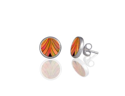 Ribbon Orange Stud Earrings