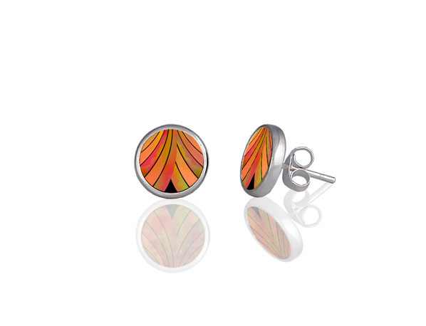 Ribbon Orange Stud Earrings